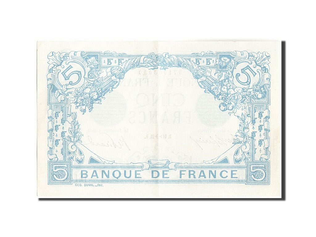 Billet, France, 5 Francs, 5 F 1912-1917 ''Bleu'', 1916, 1916-11-11, SUP+