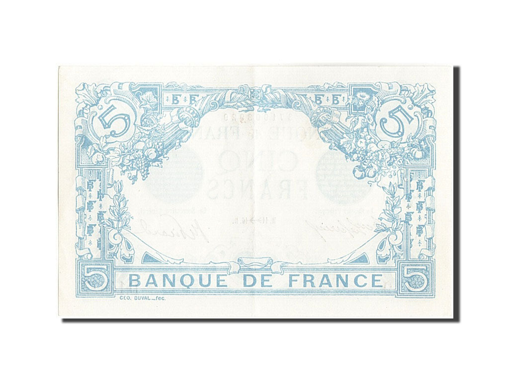 Billet, France, 5 Francs, 5 F 1912-1917 ''Bleu'', 1916, 1916-11-11, SUP+