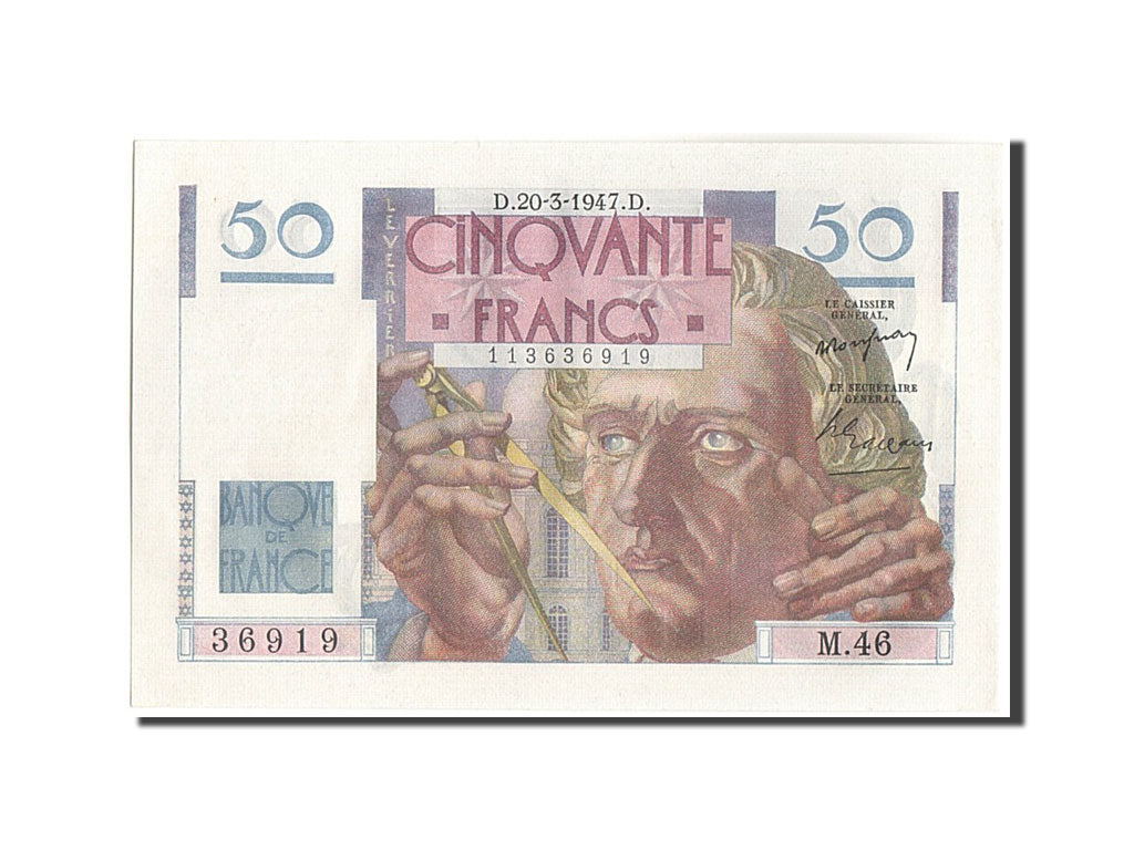 Banknote, France, 50 Francs, 50 F 1946-1951 ''Le Verrier'', 1947, 1947-03-20