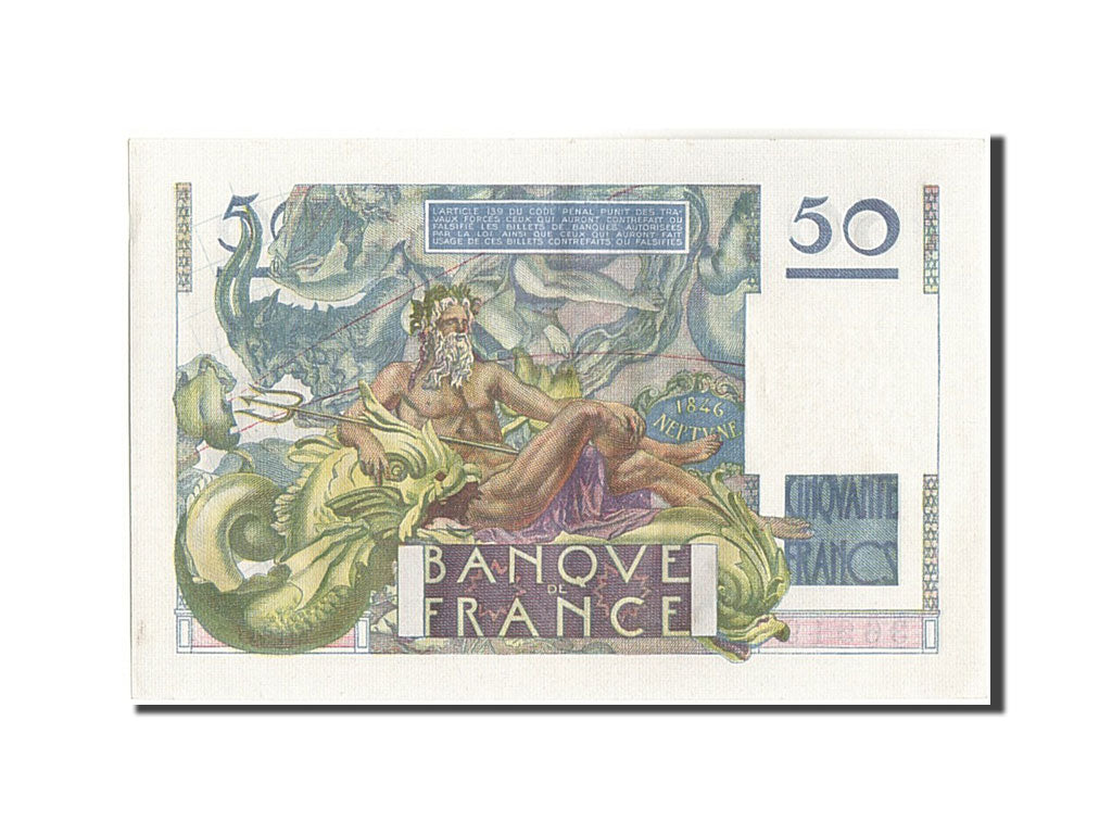 Banknote, France, 50 Francs, 50 F 1946-1951 ''Le Verrier'', 1947, 1947-03-20