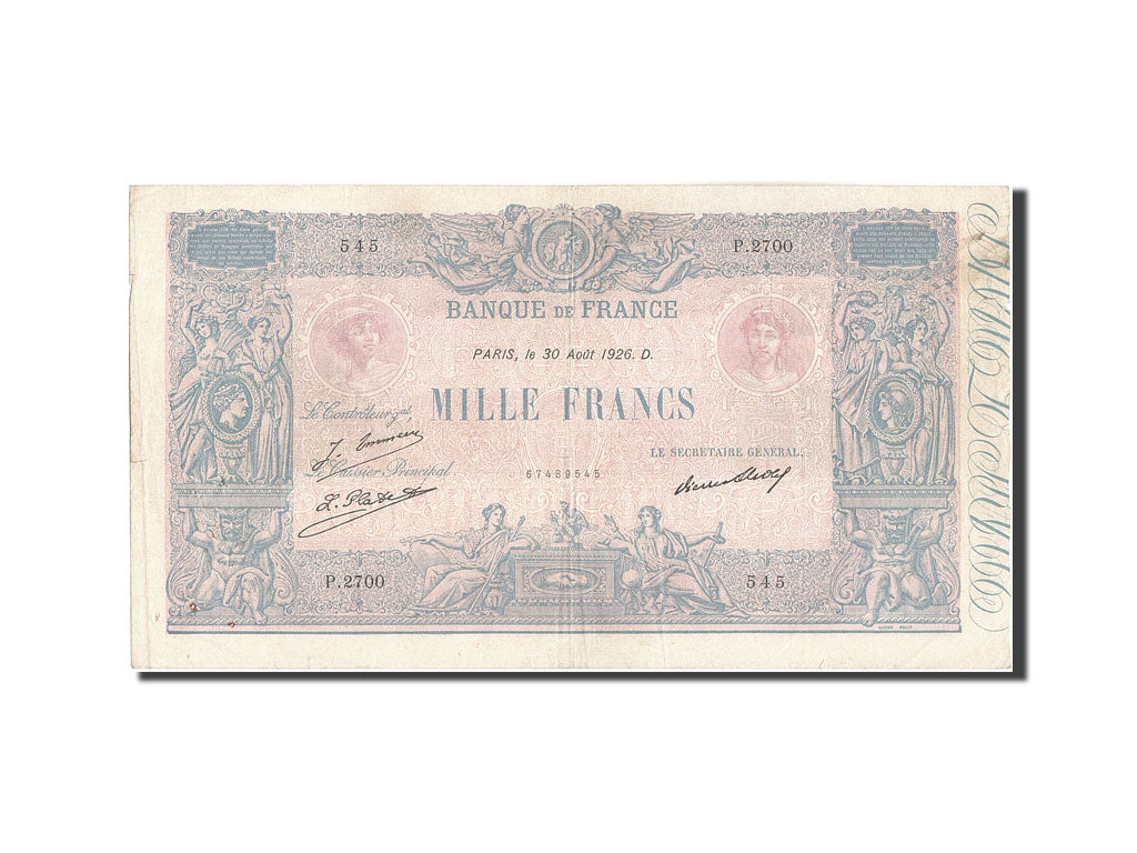 Billet, France, 1000 Francs, 1 000 F 1889-1926 ''Bleu et Rose'', 1926
