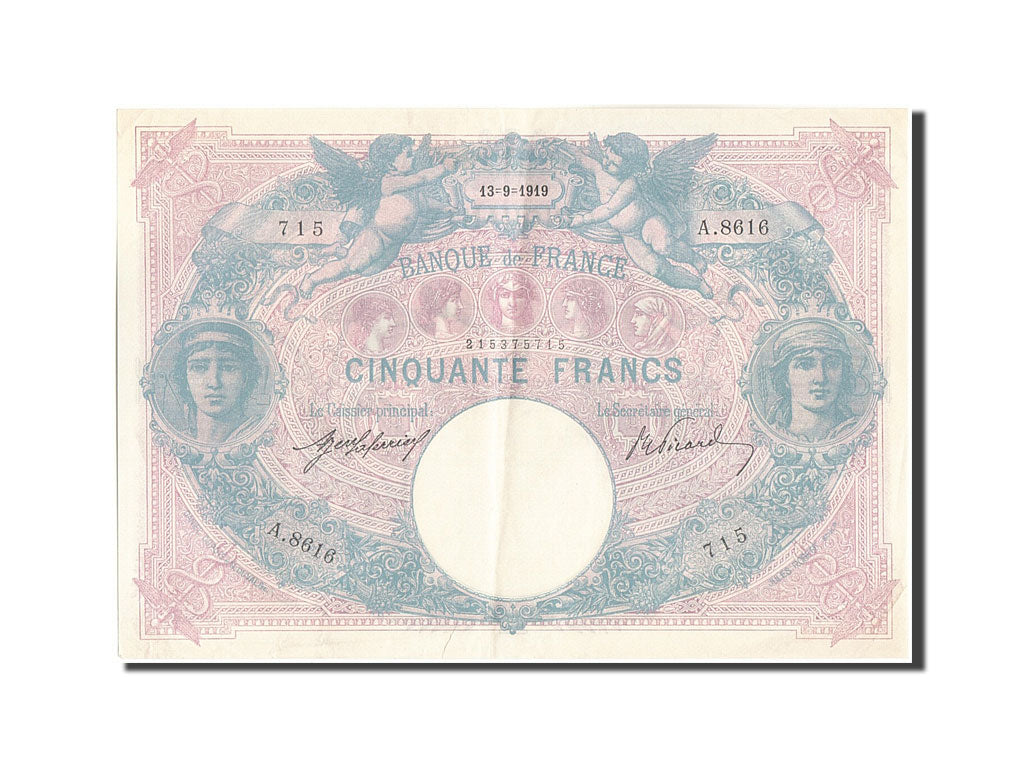 Banknote, France, 50 Francs, 50 F 1889-1927 ''Bleu et Rose'', 1919, 1919-09-13