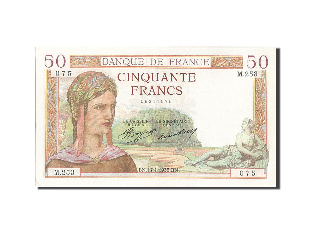 Banconote, Francia, 50 Francs, 50 F 1934-1940 ''Cérès'', 1935, 1935-01-17