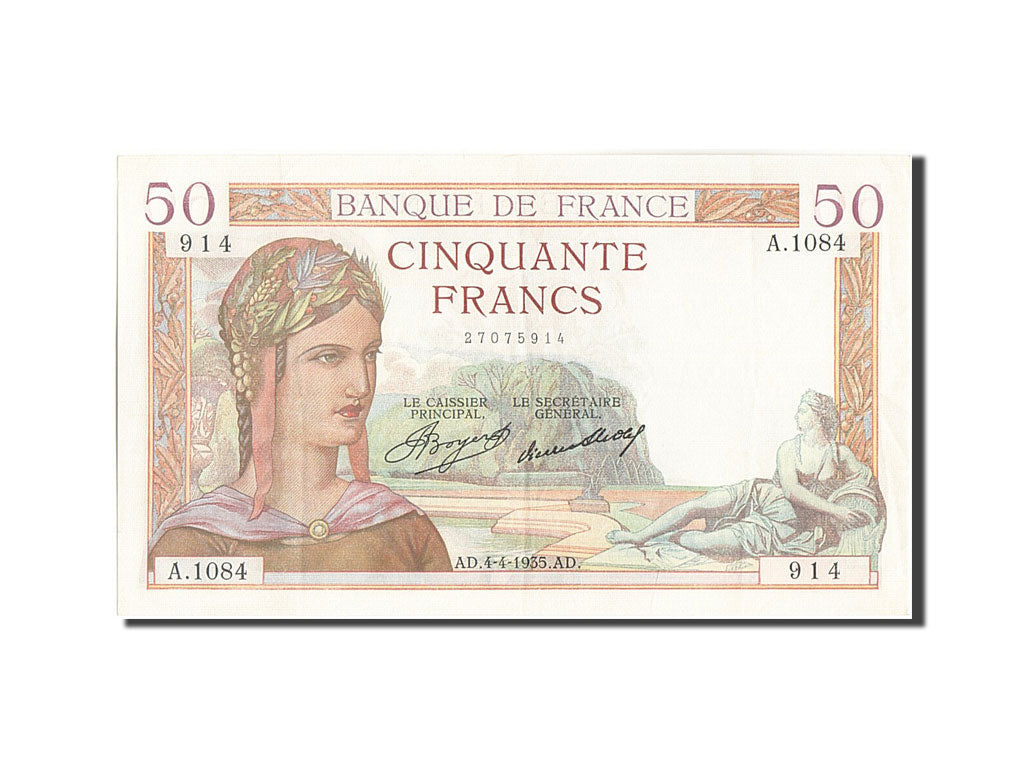 Geldschein, Frankreich, 50 Francs, 50 F 1934-1940 ''Cérès'', 1935, 1935-04-04