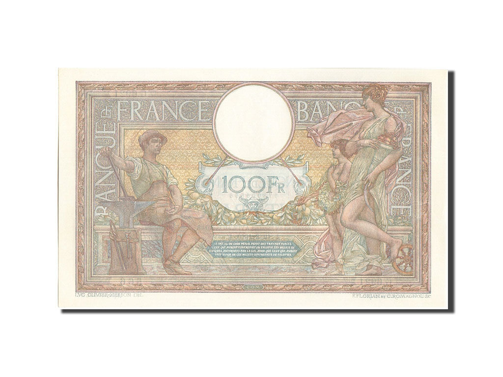Billete, Francia, 100 Francs, 100 F 1908-1939 ''Luc Olivier Merson'', 1920