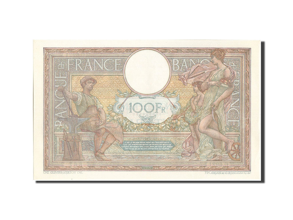 Banknote, France, 100 Francs, 100 F 1908-1939 ''Luc Olivier Merson'', 1920