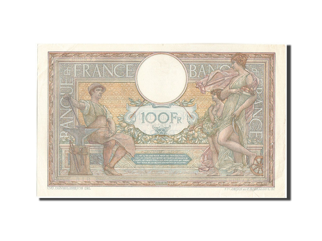 Banknote, France, 100 Francs, 100 F 1908-1939 ''Luc Olivier Merson'', 1920
