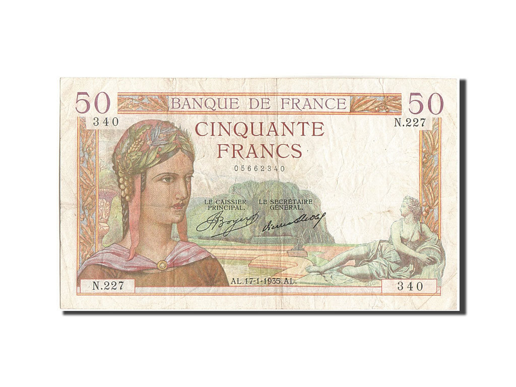 Geldschein, Frankreich, 50 Francs, 50 F 1934-1940 ''Cérès'', 1935, 1935-01-17