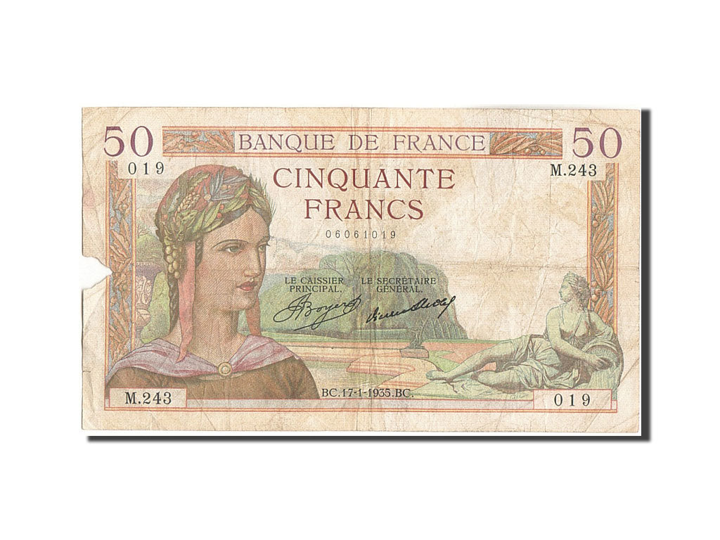 Banknote, France, 50 Francs, 50 F 1934-1940 ''Cérès'', 1935, 1935-01-17