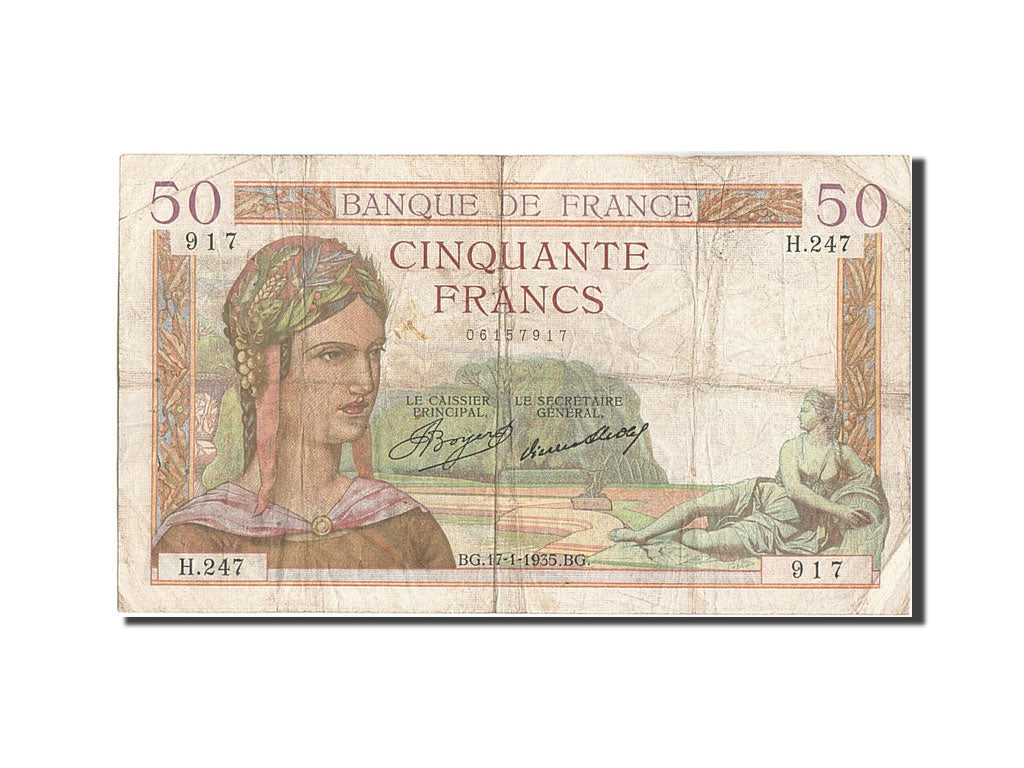 Banconote, Francia, 50 Francs, 50 F 1934-1940 ''Cérès'', 1935, 1935-01-17, MB