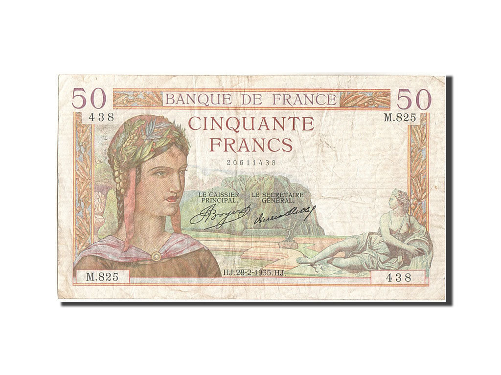 Banconote, Francia, 50 Francs, 50 F 1934-1940 ''Cérès'', 1935, 1935-02-28, MB