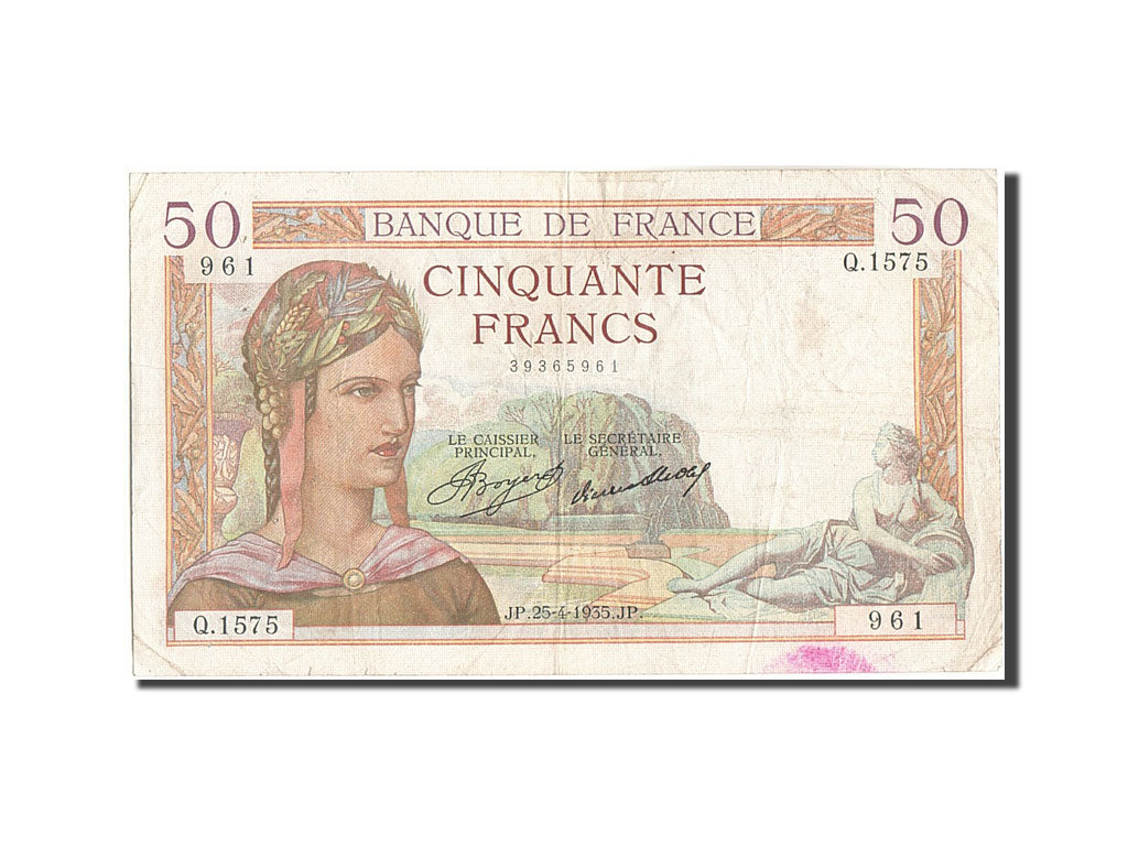Banknote, France, 50 Francs, 50 F 1934-1940 ''Cérès'', 1935, 1935-04-25