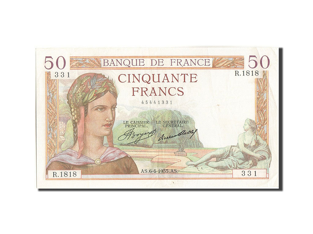 Geldschein, Frankreich, 50 Francs, 50 F 1934-1940 ''Cérès'', 1935, 1935-06-06