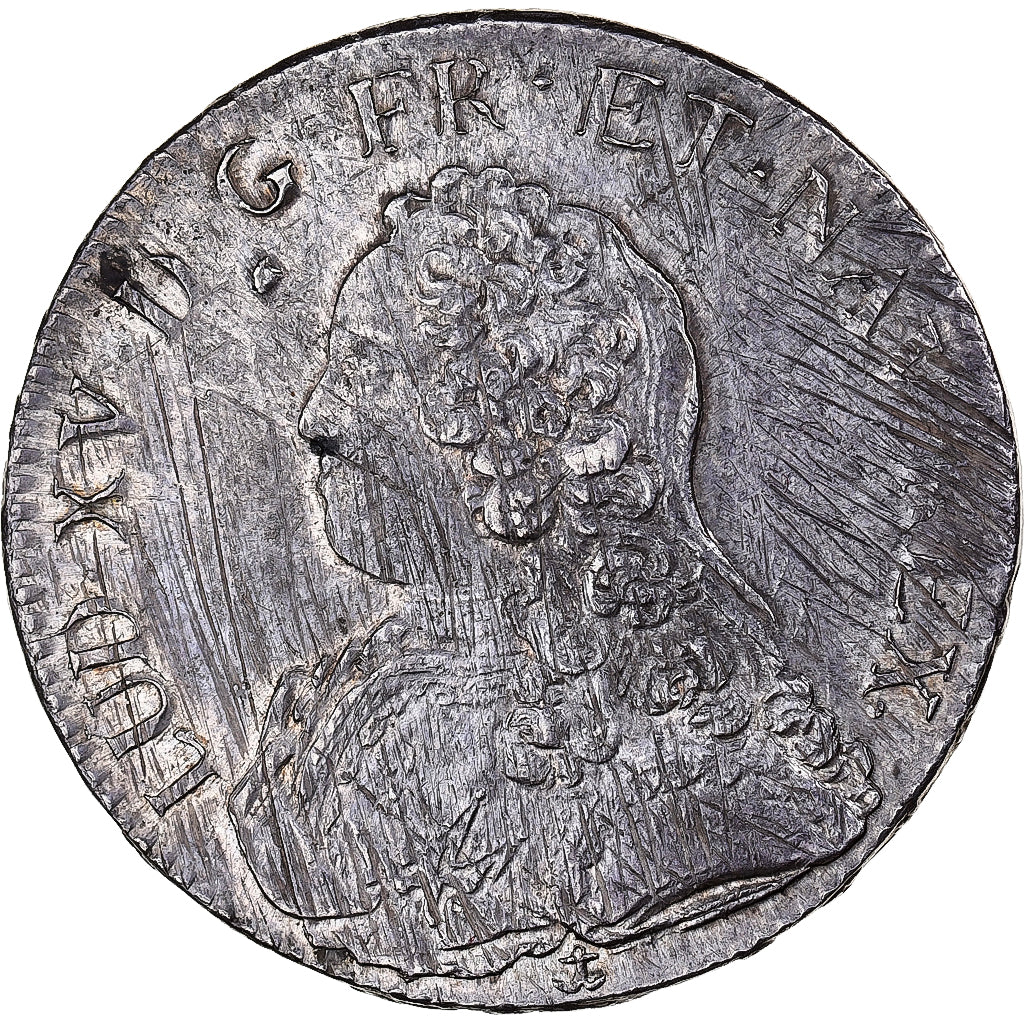 France, Louis XV, Ecu aux branches d'olivier, 1737, Aix, Silver, EF(40-45)