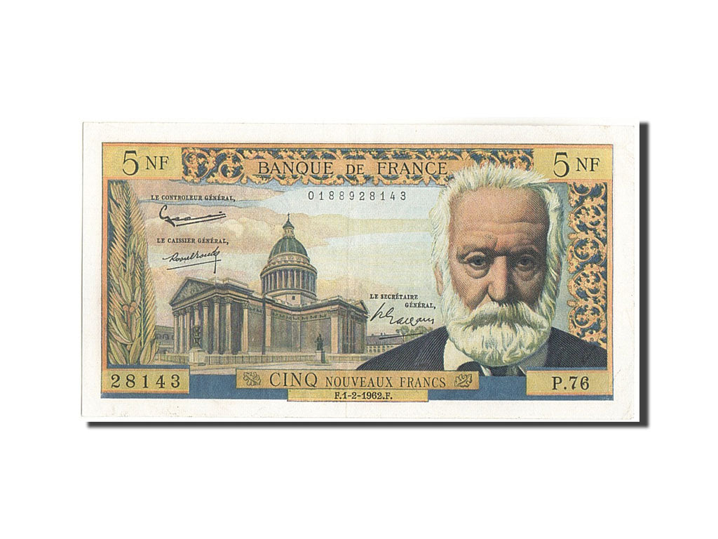 Banknote, France, 5 Nouveaux Francs, 5 NF 1959-1965 ''Victor Hugo'', 1962