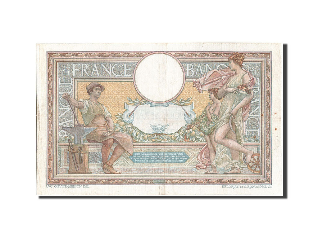 Banknote, France, 100 Francs, 100 F 1908-1939 ''Luc Olivier Merson'', 1908