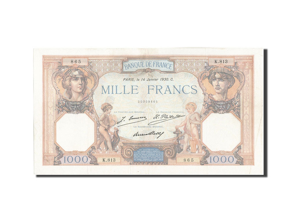 Billete, Francia, 1000 Francs, 1 000 F 1927-1940 ''Cérès et Mercure'', 1930