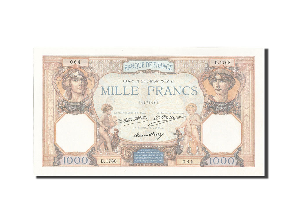 Billete, Francia, 1000 Francs, 1 000 F 1927-1940 ''Cérès et Mercure'', 1932