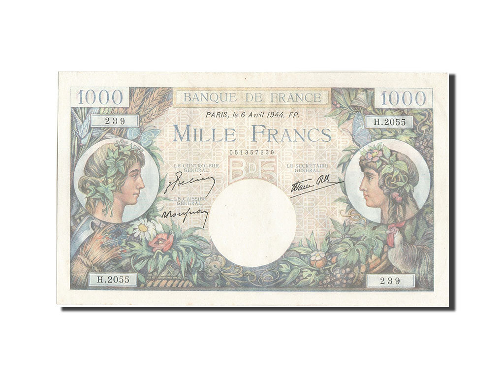 Banknote, France, 1000 Francs, 1 000 F 1940-1944 ''Commerce et Industrie''