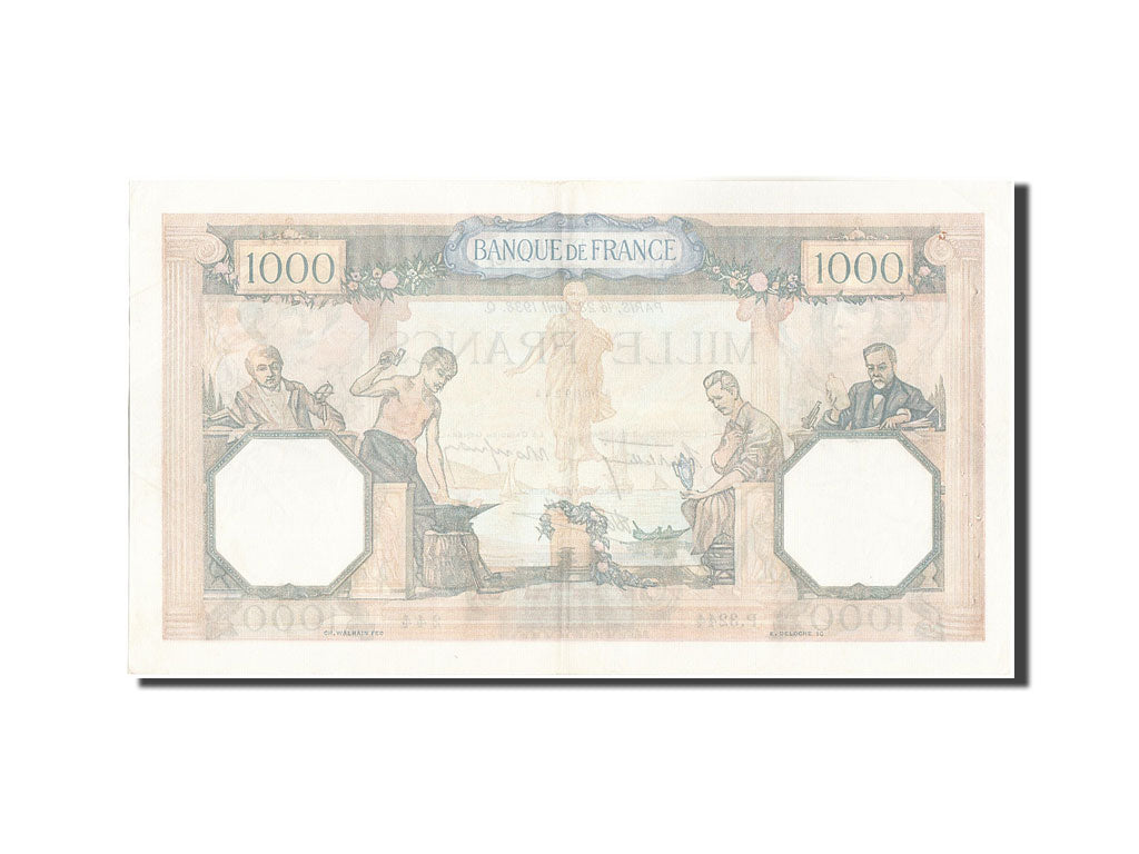 Banknote, France, 1000 Francs, 1 000 F 1927-1940 ''Cérès et Mercure'', 1938