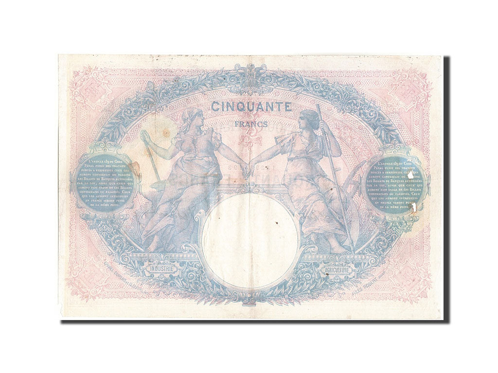 Banknot, Francja, 50 Francs, Bleu et Rose, 1914, 1914-07-04, EF(40-45)