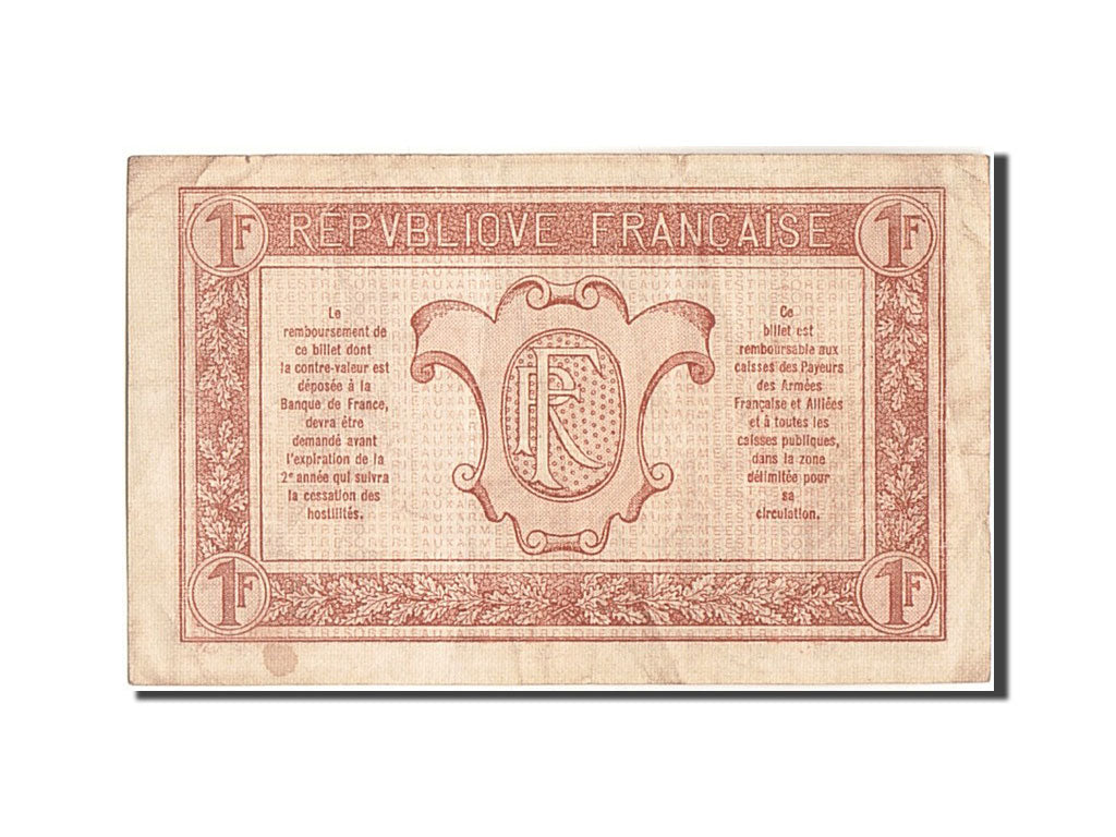 Banknote, France, 1 Franc, 1917-1919 Army Treasury, 1917, 1917, AU(50-53)