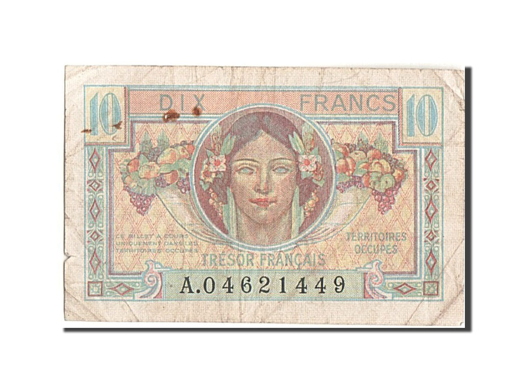 Banknot, Francja, 10 Francs, 1947 French Treasury, 1947, 1947, VF(30-35)
