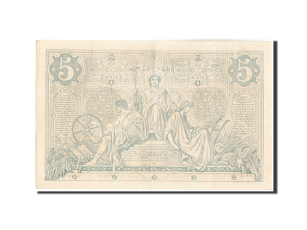 Billete, Francia, 5 Francs, 5 F 1871-1874 ''Noir'', 1873, 1873-05-09, EBC+