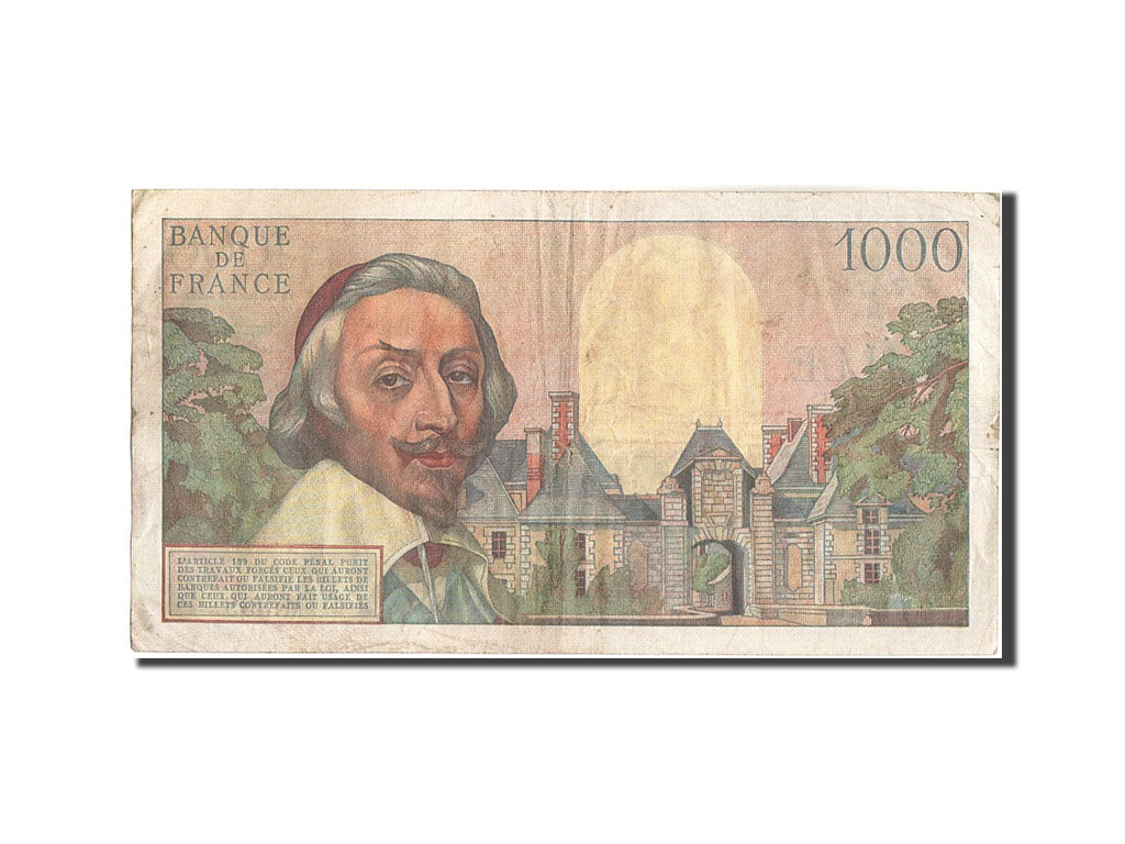 Geldschein, Frankreich, 1000 Francs, 1 000 F 1953-1957 ''Richelieu'', 1957