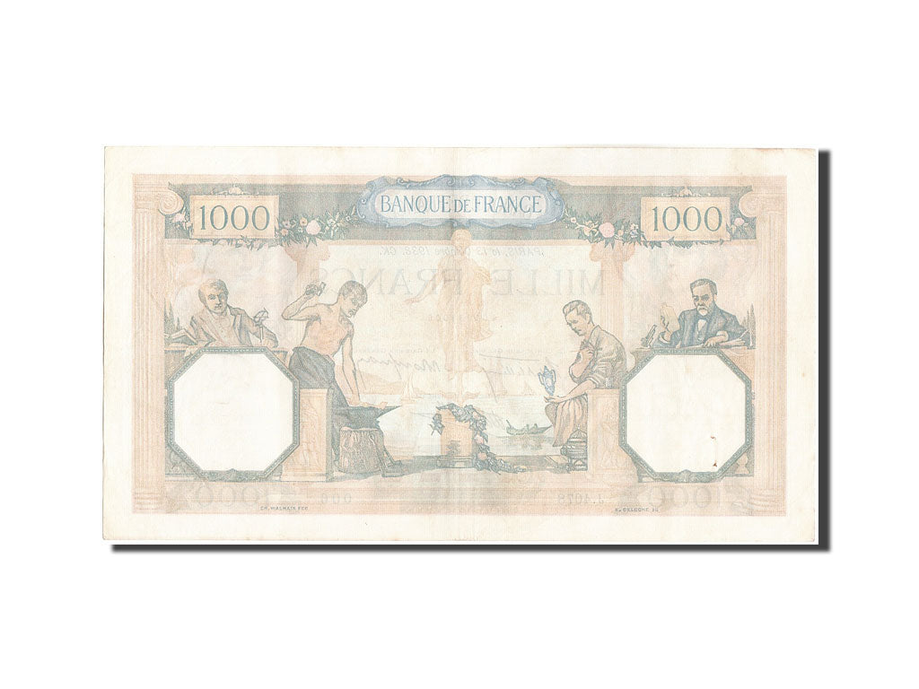 Banknote, France, 1000 Francs, 1 000 F 1927-1940 ''Cérès et Mercure'', 1938