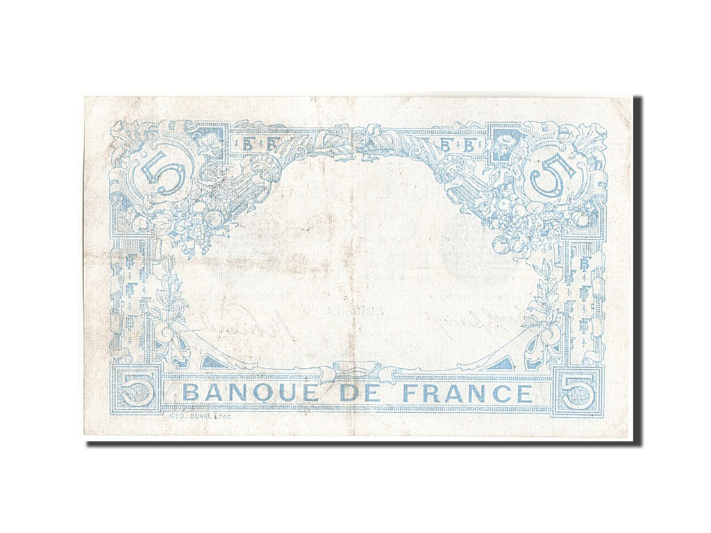 Geldschein, Frankreich, 5 Francs, 5 F 1912-1917 ''Bleu'', 1916, 1916-10-13, VZ