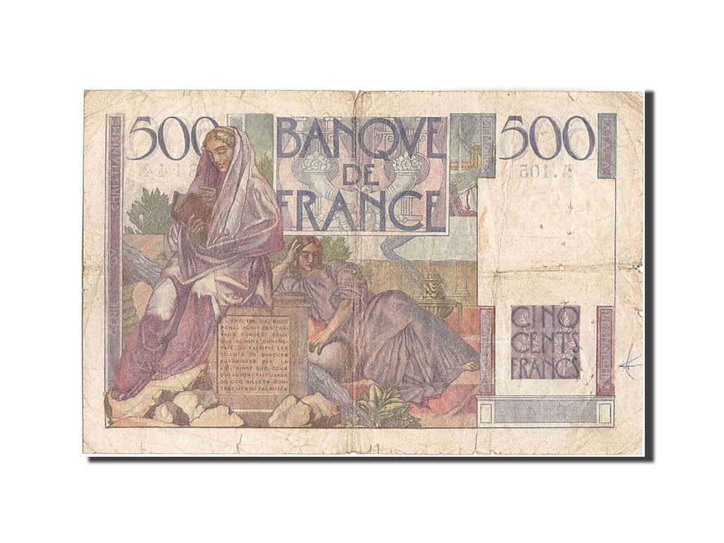 Banconote, Francia, 500 Francs, 500 F 1945-1953 ''Chateaubriand'', 1948