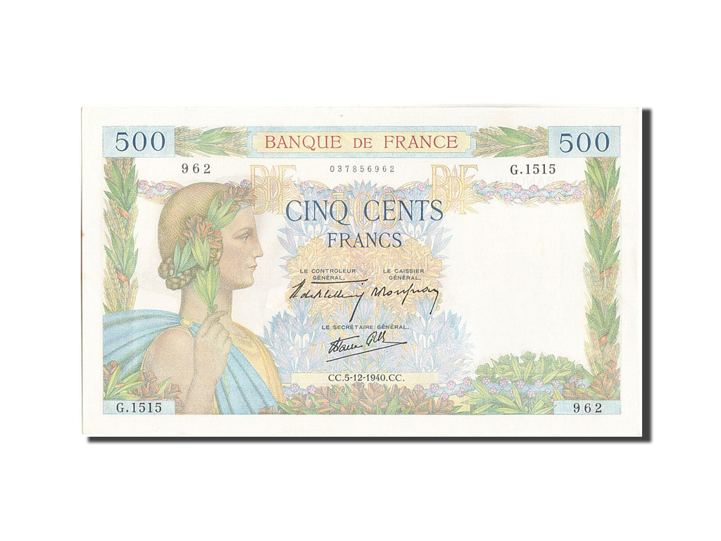 Banconote, Francia, 500 Francs, 500 F 1940-1944 ''La Paix'', 1940, 1940-12-05