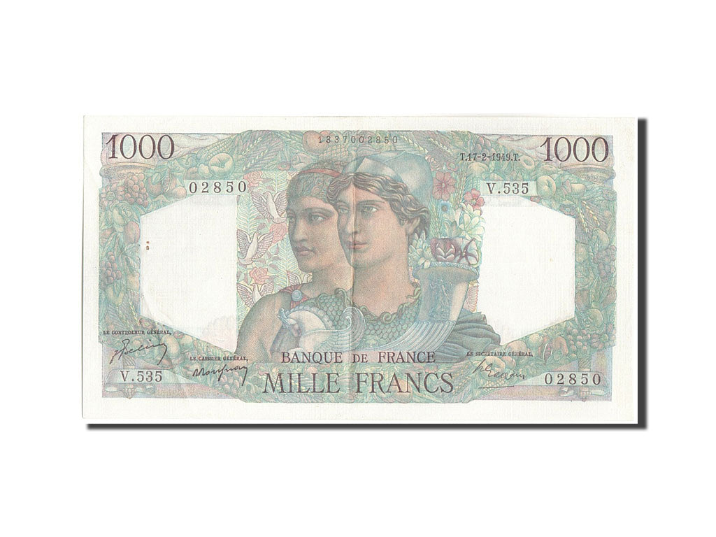 Geldschein, Frankreich, 1000 Francs, 1 000 F 1945-1950 ''Minerve et Hercule''