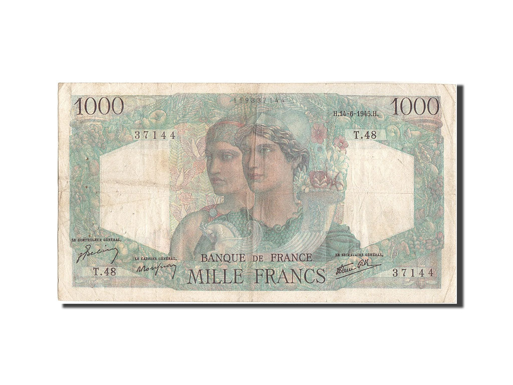 Geldschein, Frankreich, 1000 Francs, 1 000 F 1945-1950 ''Minerve et Hercule''