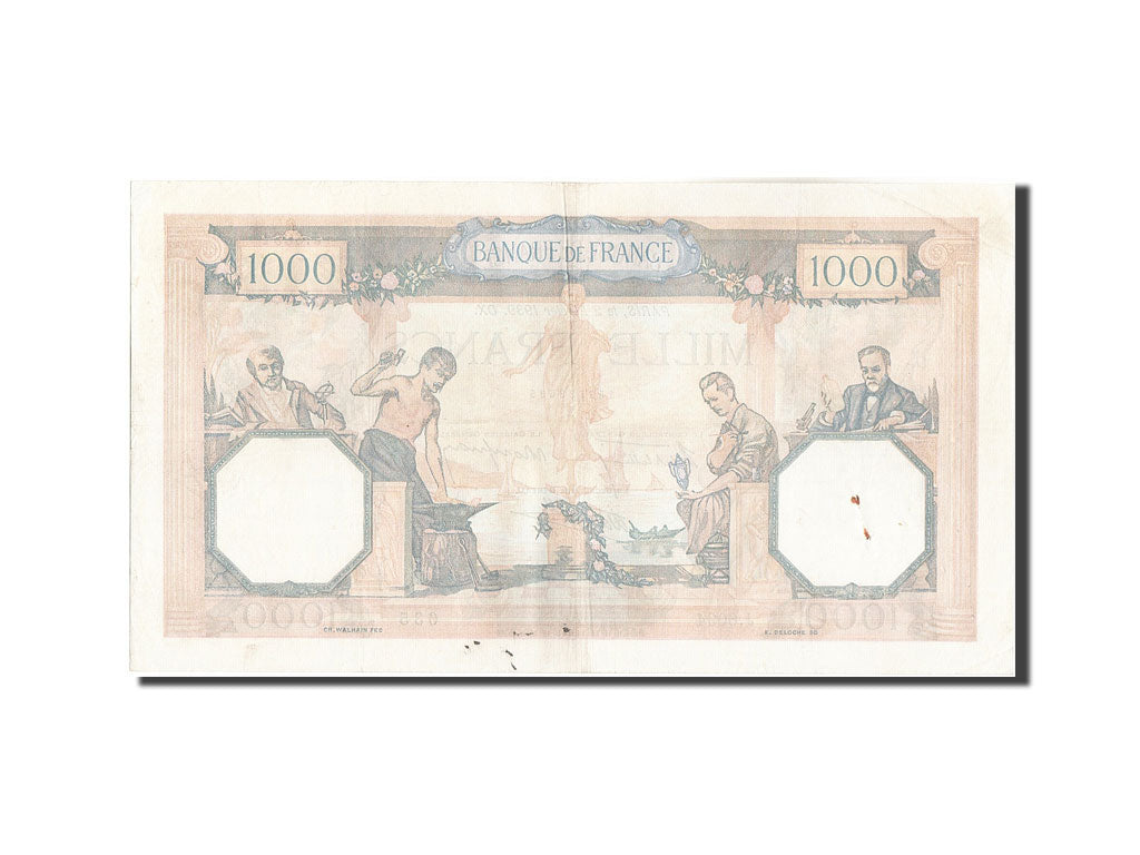 Banknote, France, 1000 Francs, 1 000 F 1927-1940 ''Cérès et Mercure'', 1939