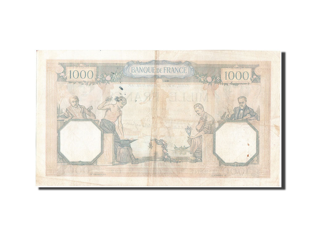 Geldschein, Frankreich, 1000 Francs, 1 000 F 1927-1940 ''Cérès et Mercure''