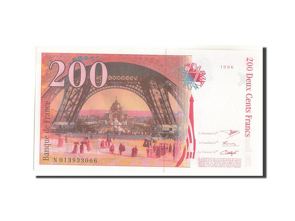 Banknote, France, 200 Francs, 200 F 1995-1999 ''Eiffel'', 1996, 1996