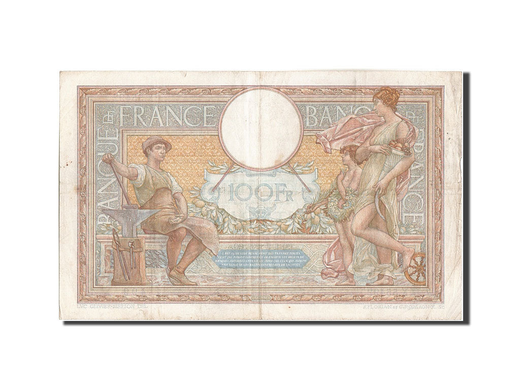 Banknote, France, 100 Francs, 100 F 1908-1939 ''Luc Olivier Merson'', 1937