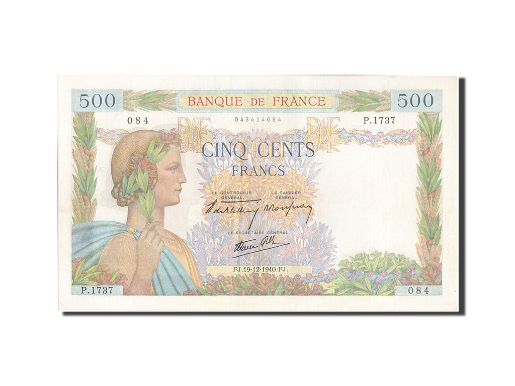 Banconote, Francia, 500 Francs, 500 F 1940-1944 ''La Paix'', 1940, 1940-12-19