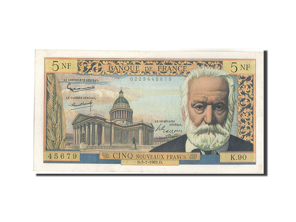Billet, France, 5 Nouveaux Francs, 5 NF 1959-1965 ''Victor Hugo'', 1962