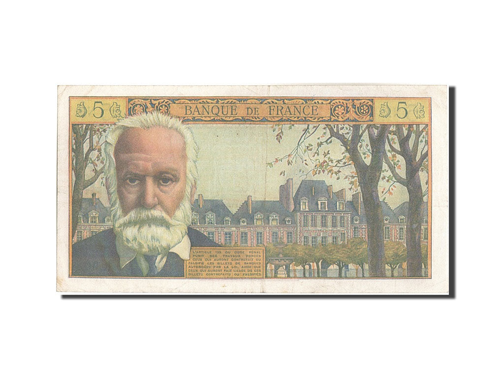 Billet, France, 5 Nouveaux Francs, 5 NF 1959-1965 ''Victor Hugo'', 1962