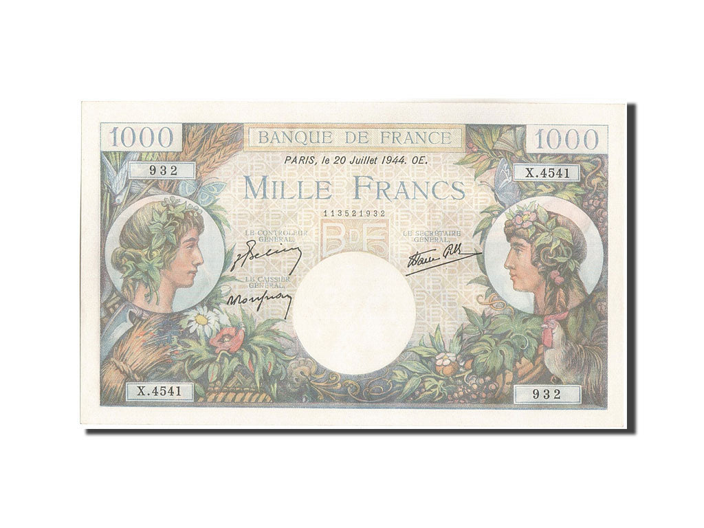 Banknote, France, 1000 Francs, 1 000 F 1940-1944 ''Commerce et Industrie''