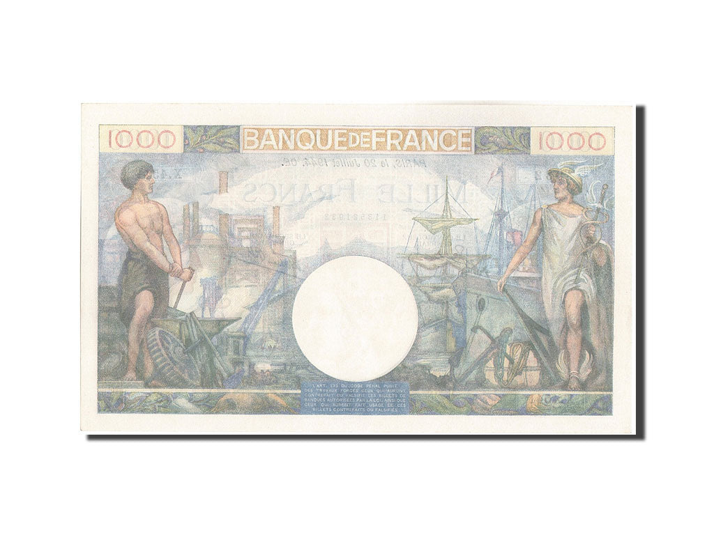 Banknote, France, 1000 Francs, 1 000 F 1940-1944 ''Commerce et Industrie''