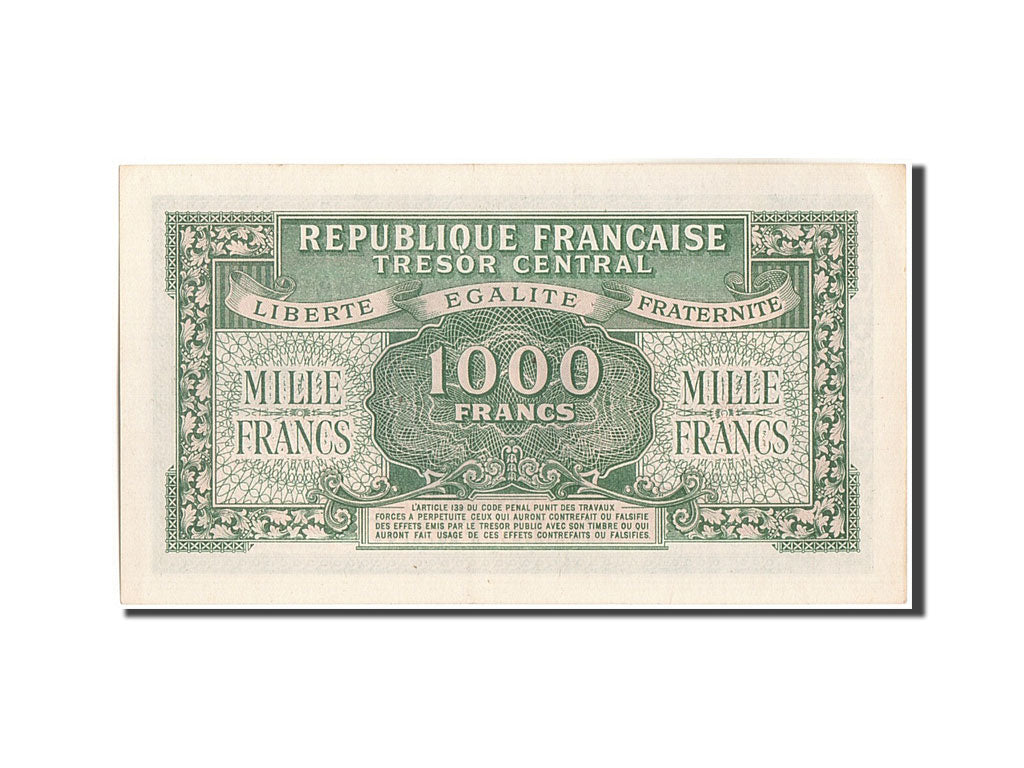 Banknote, France, 1000 Francs, 1943-1945 Marianne, 1945, Undated (1945)
