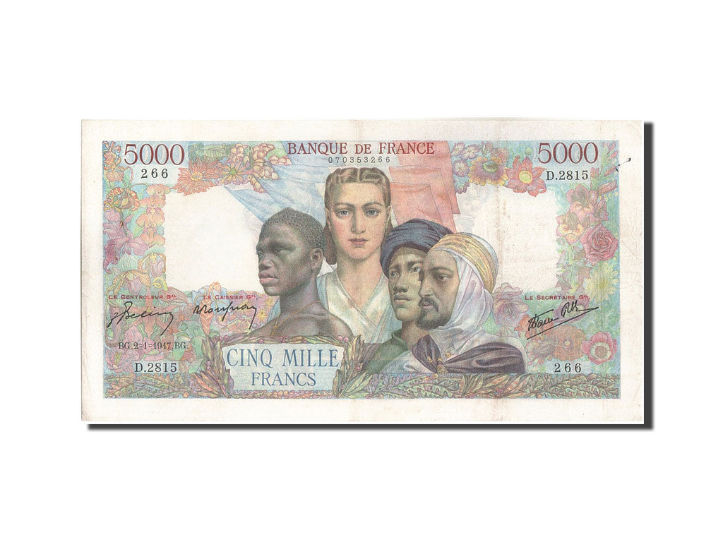 Billet, France, 5000 Francs, 5 000 F 1942-1947 ''Empire Français'', 1947