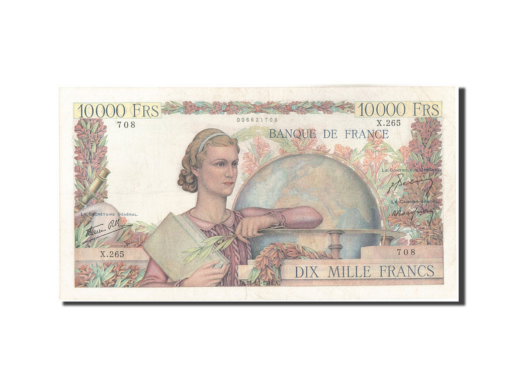 Banknote, France, 10,000 Francs, 10 000 F 1945-1956 ''Génie Français'', 1946