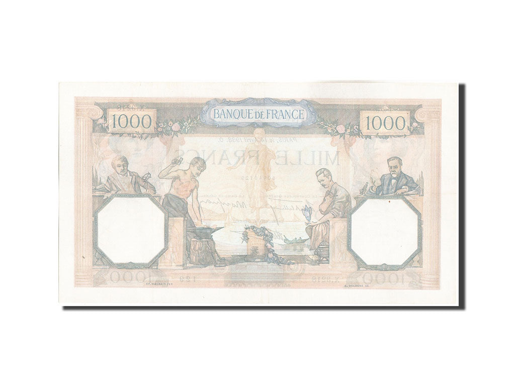 Banknote, France, 1000 Francs, 1 000 F 1927-1940 ''Cérès et Mercure'', 1938