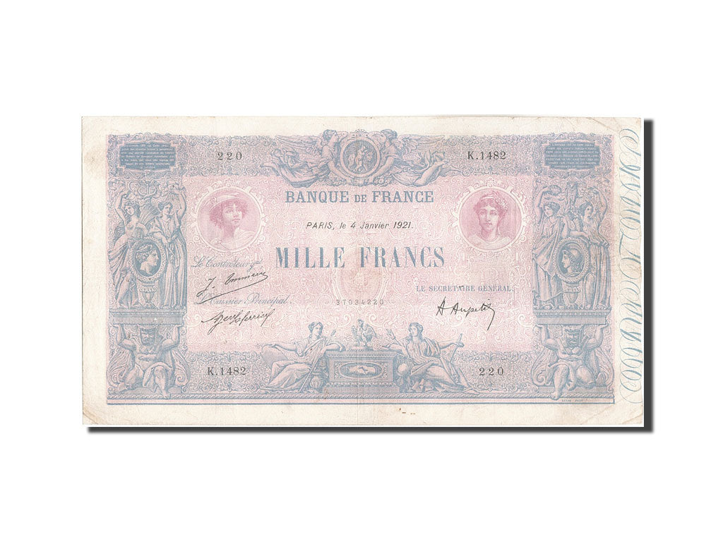 Banknote, France, 1000 Francs, 1 000 F 1889-1926 ''Bleu et Rose'', 1921