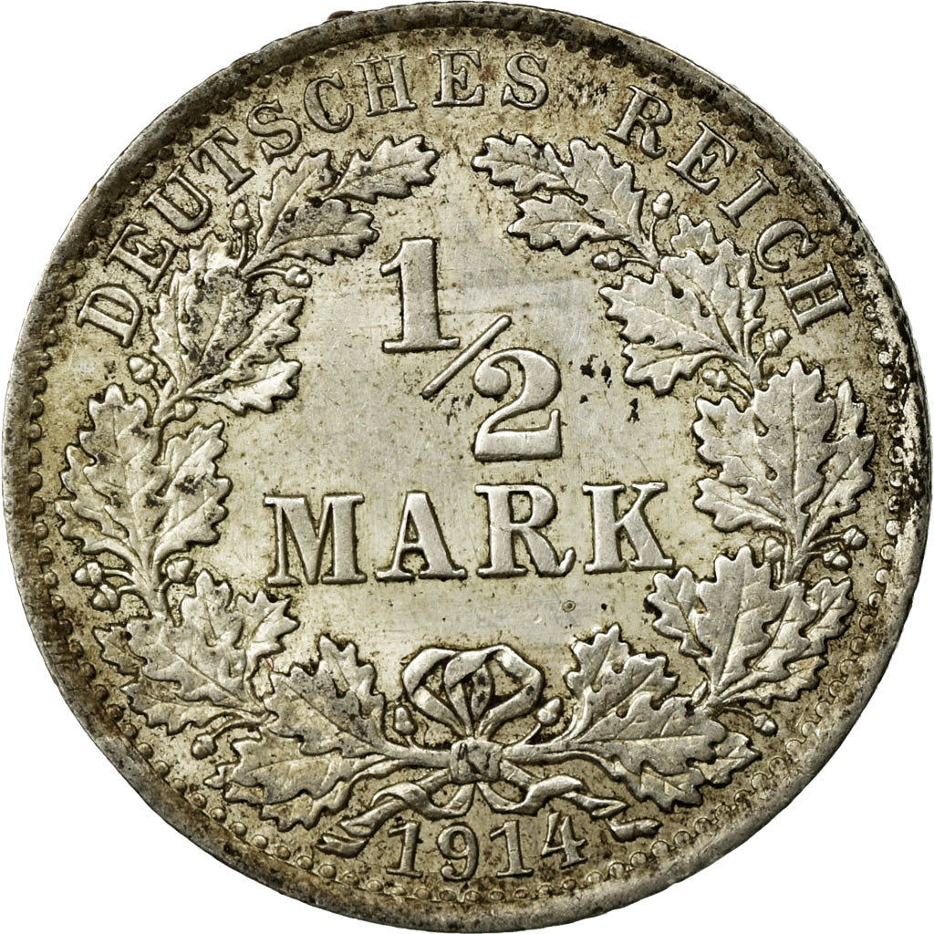 Moneda, ALEMANIA - IMPERIO, 1/2 Mark, 1914, Berlin, EBC+, Plata